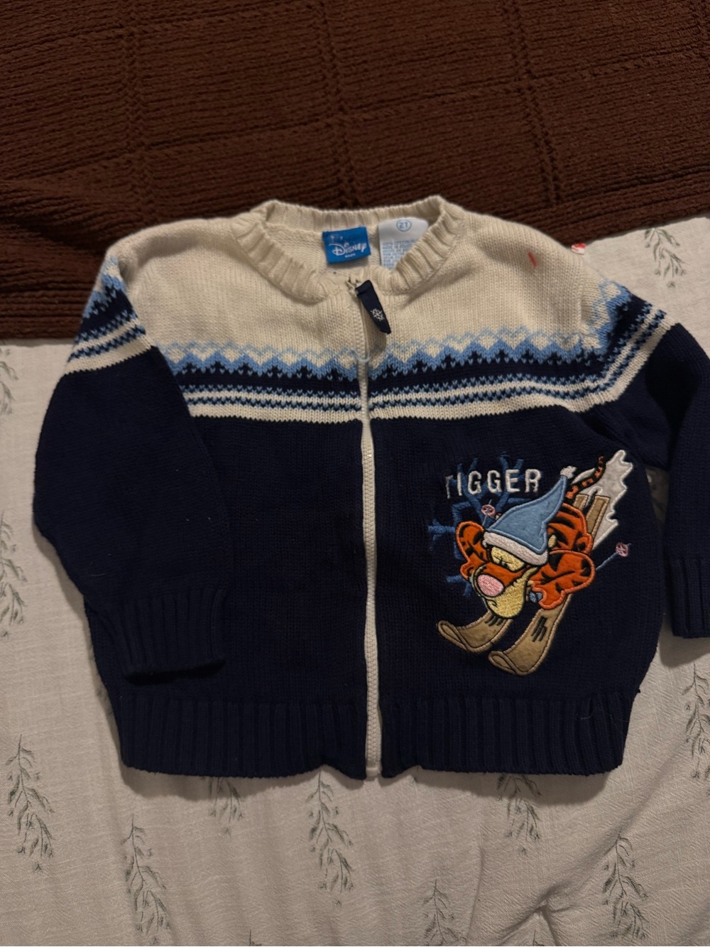 VINTAGE 90s DISNEY TIGGER KNIT CARDIGAN SWEATER - SIZE 2T